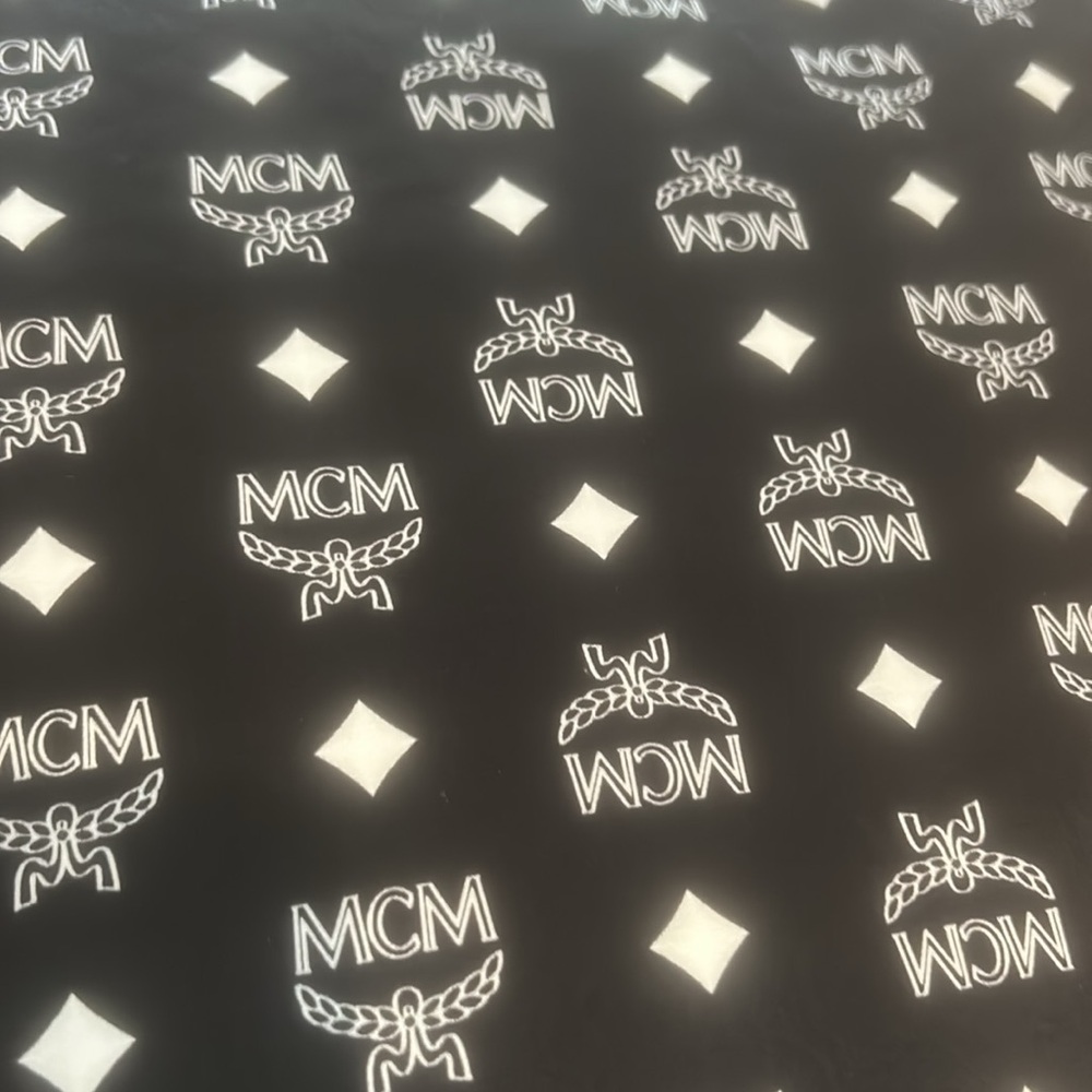 NWT MCM PILLOW Black and White Visetos Pattern SILK Quilted Throw Pillow - Picture 3 of 5
